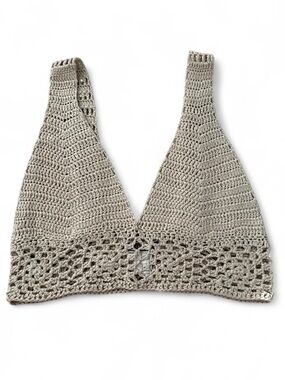 Handmade Crochet Bralette in Light Taupe